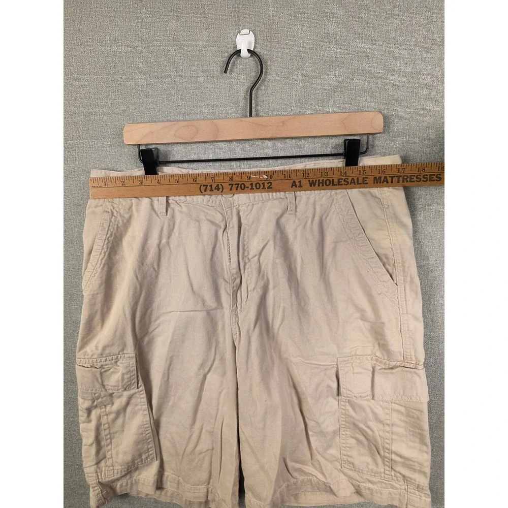 Bugle Boy Mens Khaki Cargo Shorts Tan Cotton Twill Multi Pocket Size 36 Utility